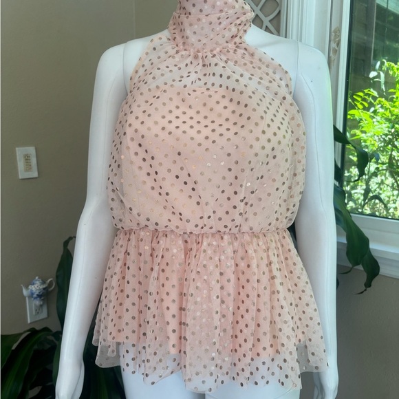NWOT VENUS Blush Polka Dot Halter Blouse - Picture 7 of 10